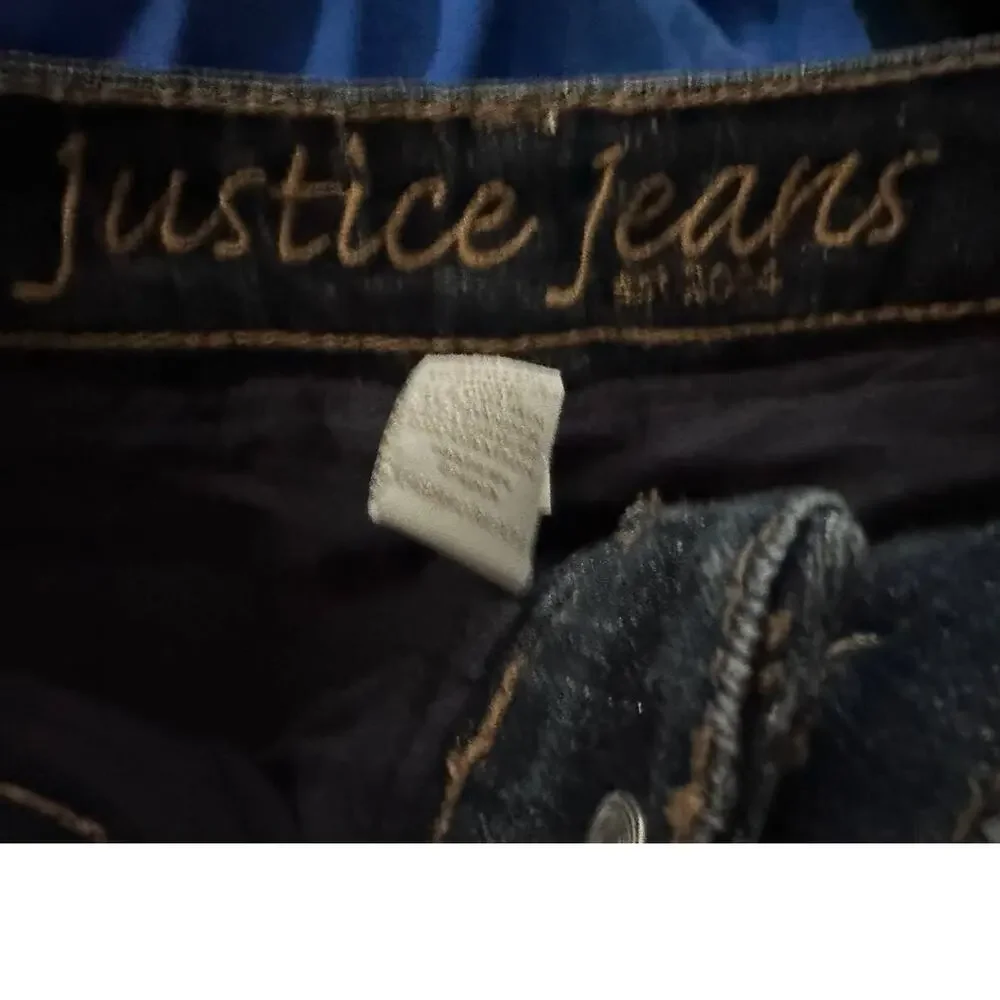 Justice Blue Denim Distressed Skort Size 12S Cotton Spandex